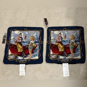 Coca-Cola Nautical Scene Cushions in Red and Blue